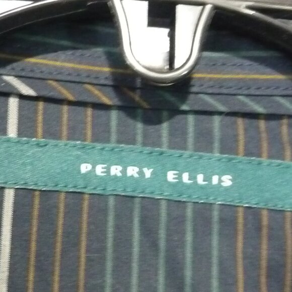 PERRY ELLIS 100% COTTON NAVY BLUE SHIRT XL - Picture 2 of 7